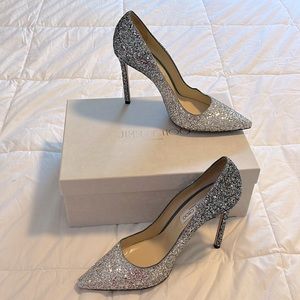 COPY - Jimmy Choo Rommy glitter pump silver to blue - size 42